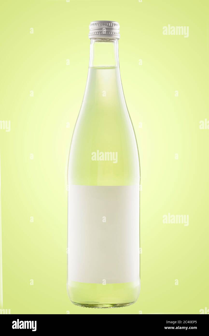 Download A Bottle Of Soda Or Lemonade On A Light Yellow Background Empty Label Mockup Stock Photo Alamy