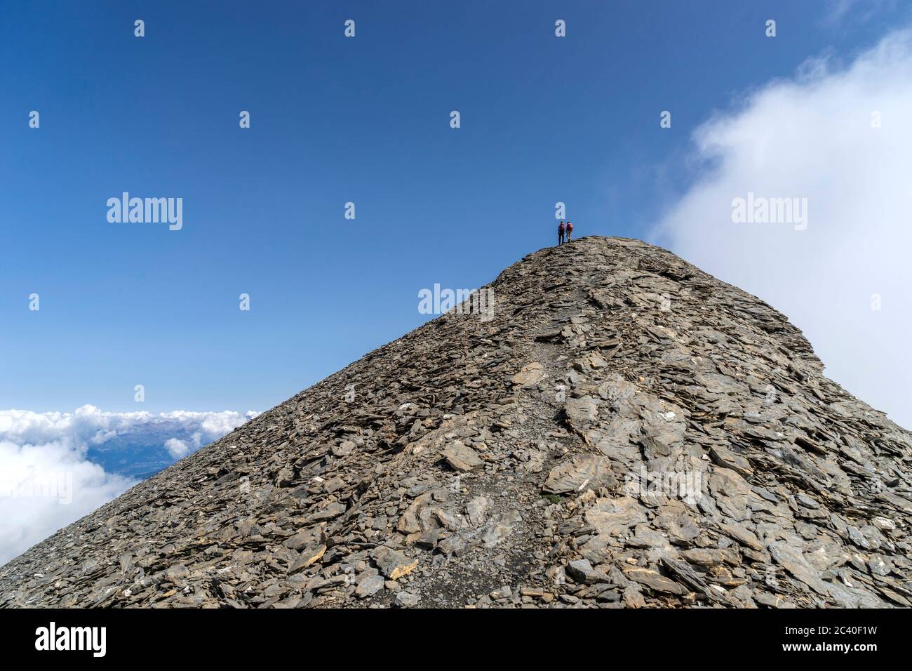 Auf dem Gipfel des Mont de l'Etoile, Val d'Arolla, Kanton Wallis. (no model release) Stock Photo