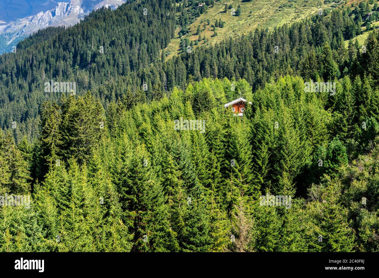 Das Gasthaus Zervreila wenig unterhalb des Zervreilasees, Valser Tal, Graubünden Stock Photo