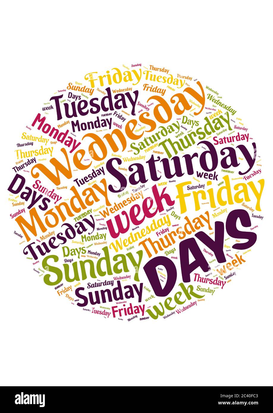 Days Of The Week: Sunday, Monday, Tuesday, Wednesday, Thursday, Friday,  Saturday Royalty Free SVG, Cliparts, Vectors, and Stock Illustration. Image  68894012.