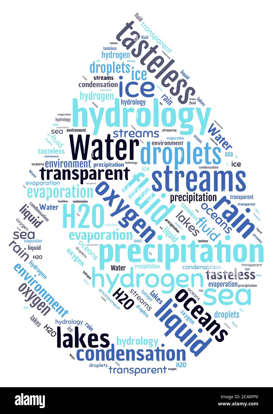 Word cloud representing a water drop Stock Vector