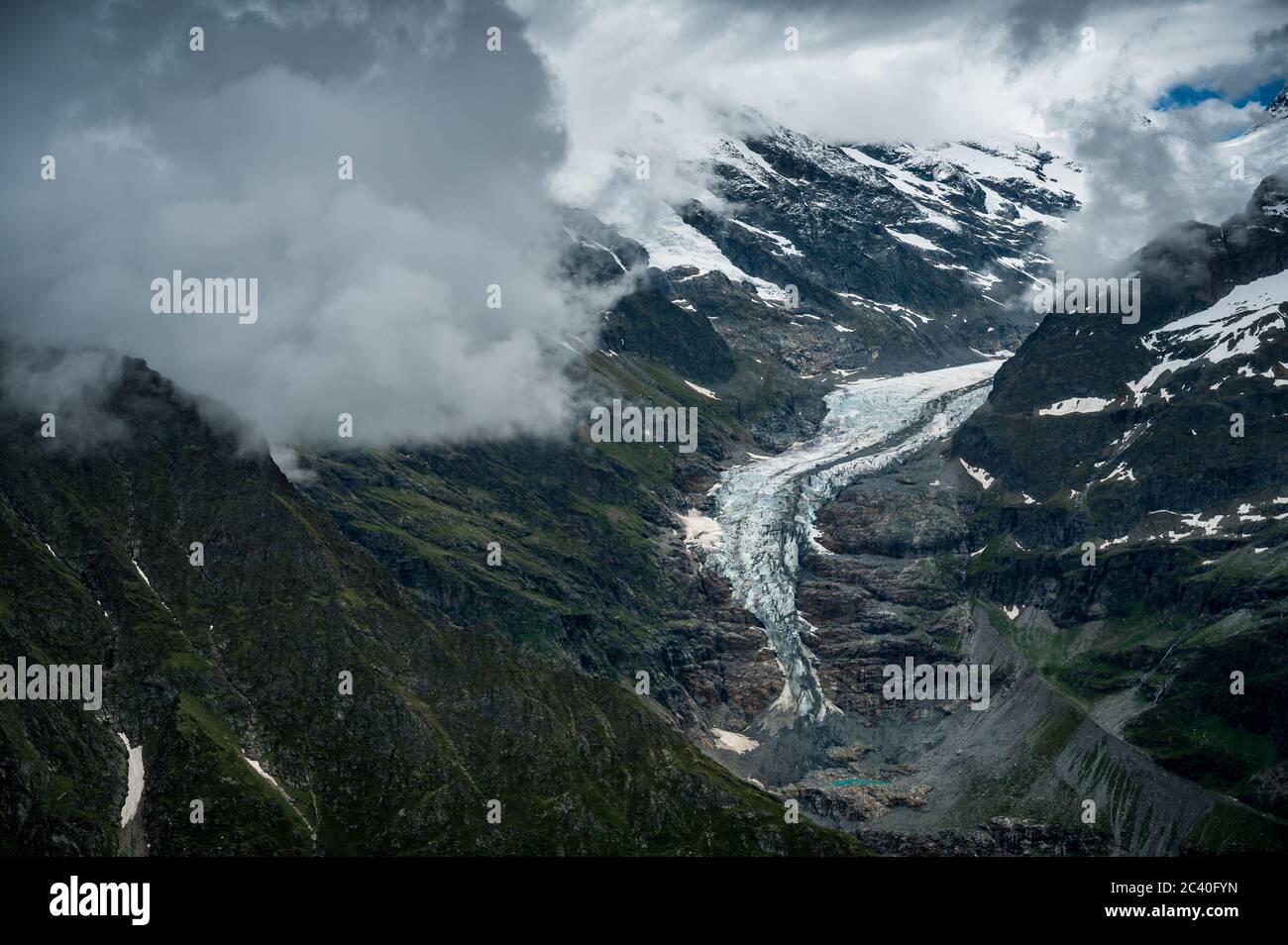 aerial view of Lower Grindelwald Glacier seen from the Helicopter Stock Photo