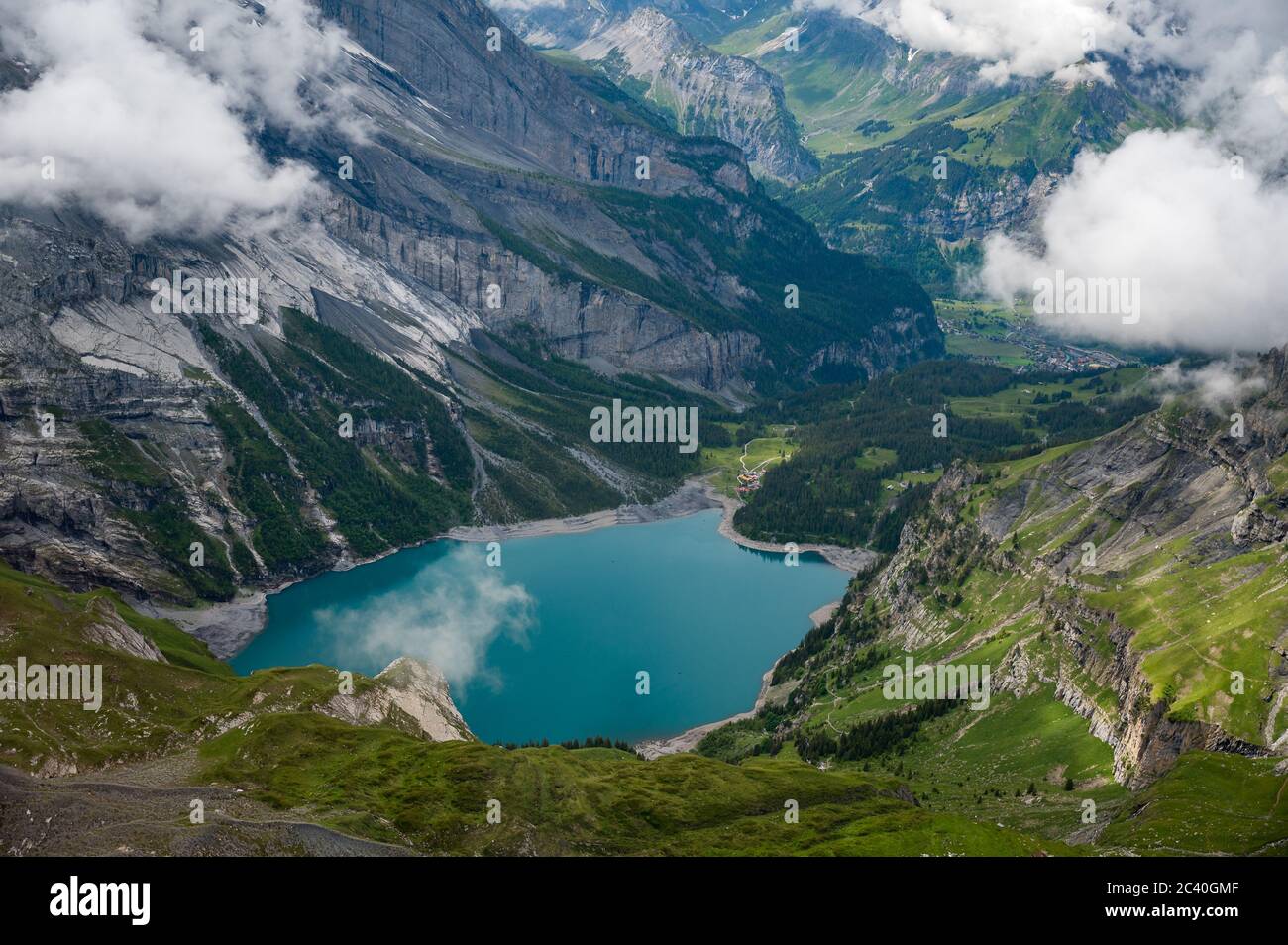 Aerial view lake oeschinen hi-res stock photography and images - Alamy
