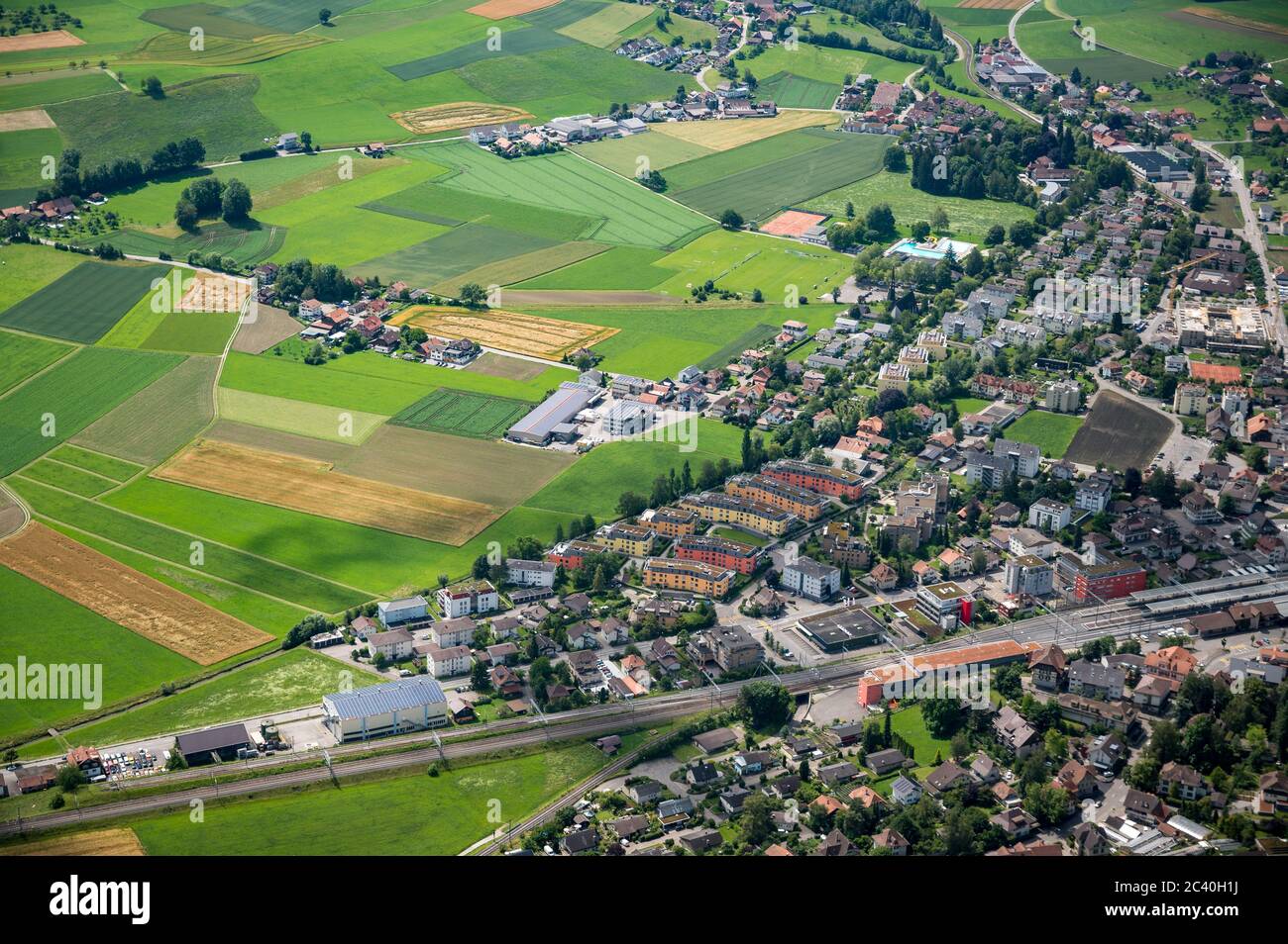 aerial view of Konolfingen in Emmental Stock Photo