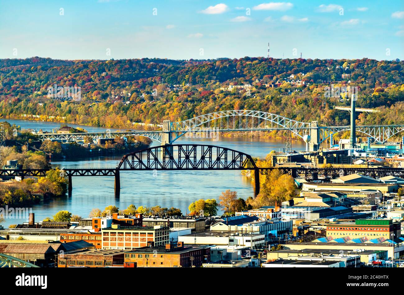 Bridges across the Ohio River in Pittsburgh, Pennsylvania Stock Photo