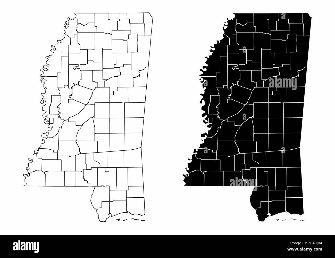 Mississippi County Maps Stock Vector