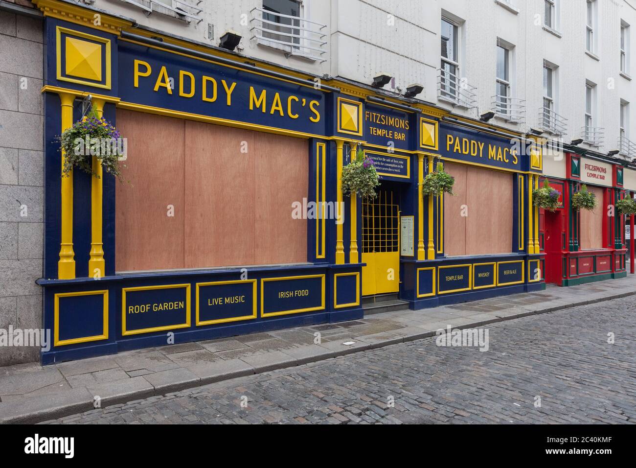 Dublin city center during Covid19 times in 2020. Closed shops, pubs