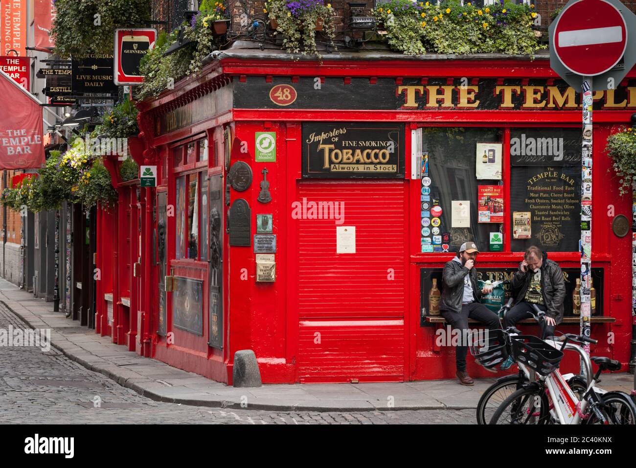 Dublin city center during Covid19 times in 2020. Closed shops, pubs