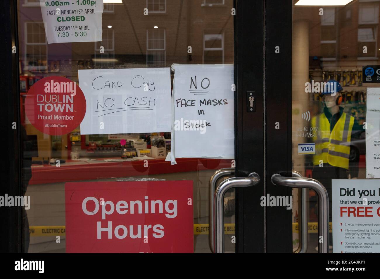 Dublin city center during Covid19 times in 2020. Closed shops, pubs