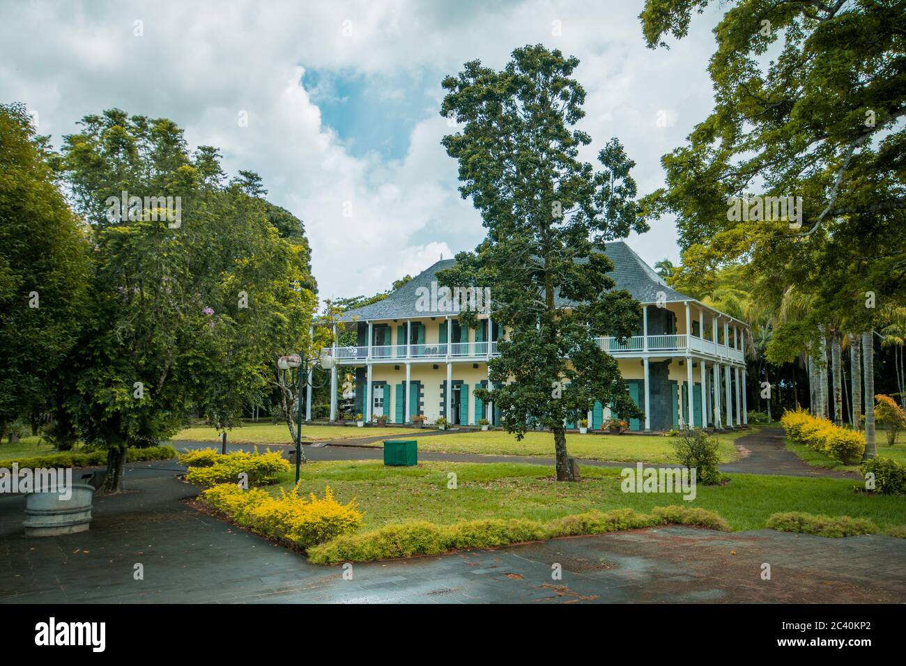 Old secession residence in Botanical Garden Pamplemousses, Mauritius. Stock Photo