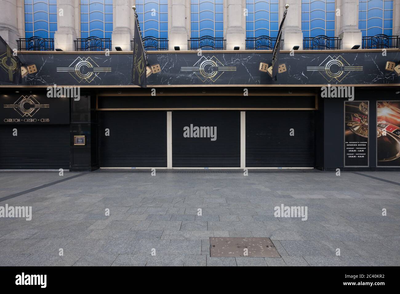 Dublin city center during Covid19 times in 2020. Closed shops, pubs