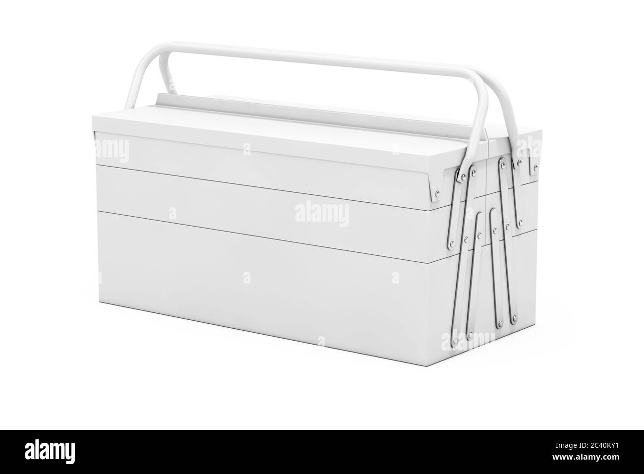 White Metal Classic Toolbox in Clay Style on a white background. 3d Rendering Stock Photo