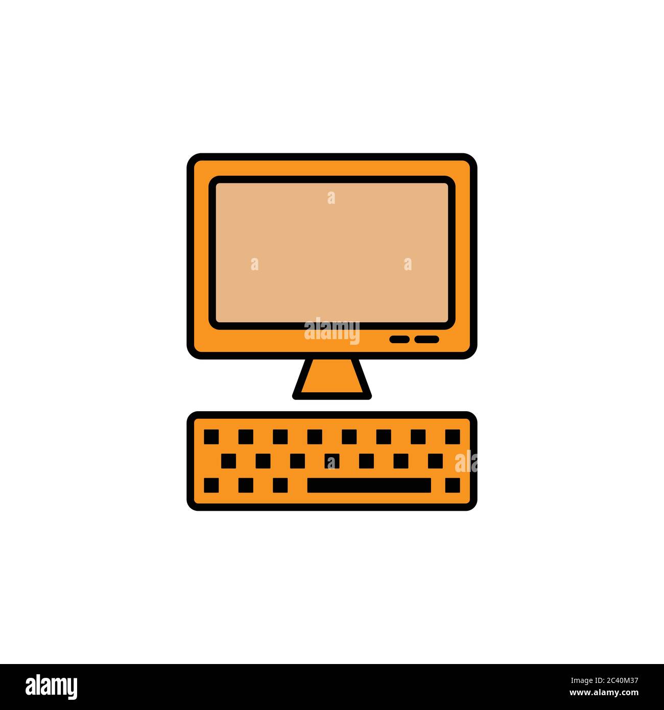 Personal computer, flat icon. Design template vector Stock Vector