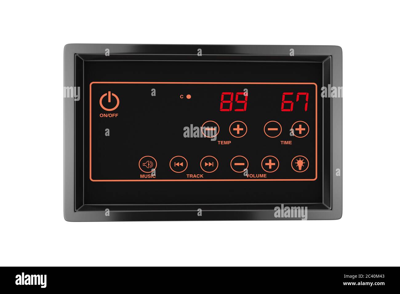 Sauna Heater Control Temperature Regulation Sensor Display on a white background. 3d Rendering Stock Photo