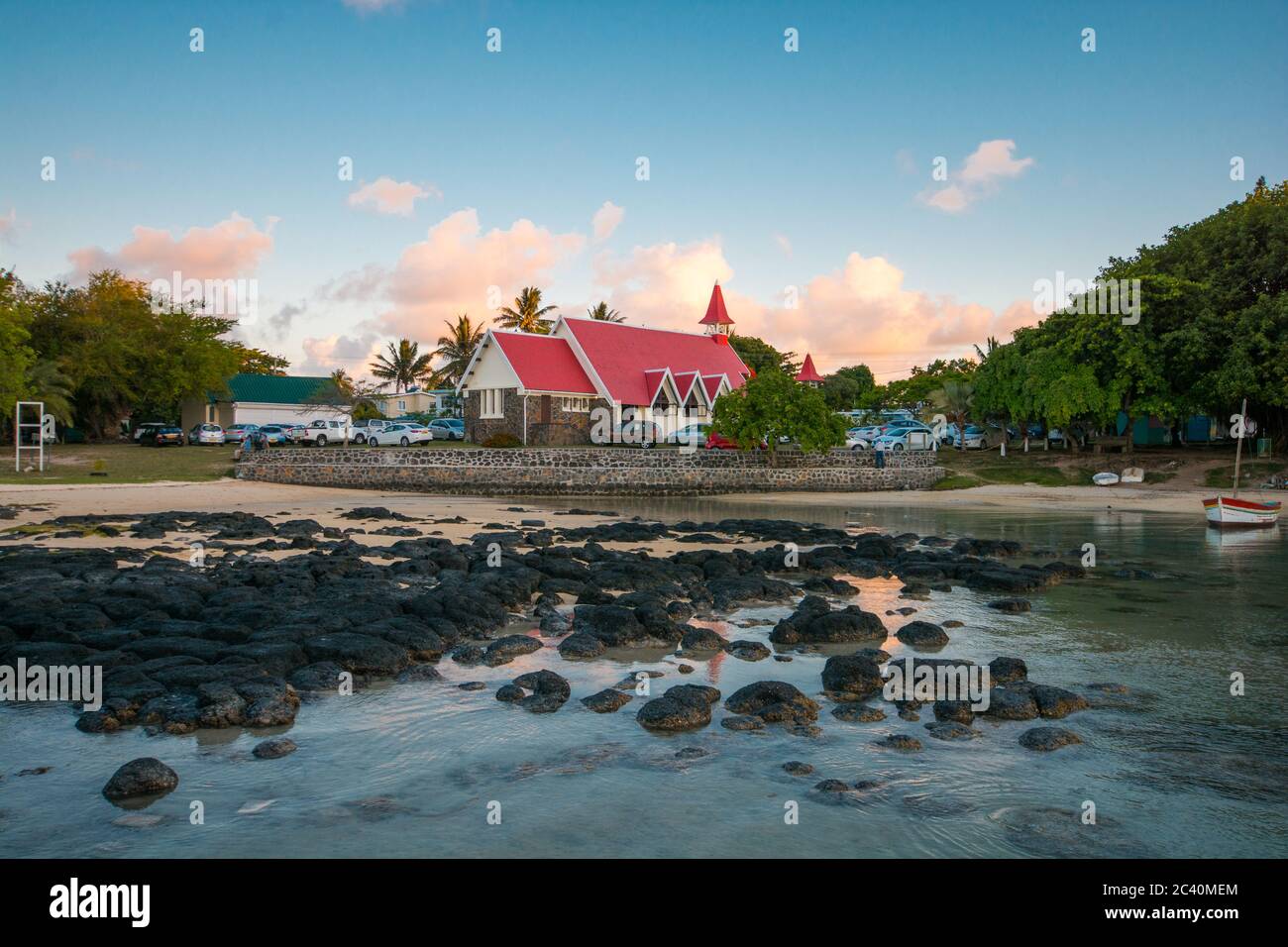 Famous church in Cap malheureux, Mauritius. North cape in Mauritius. Stock Photo