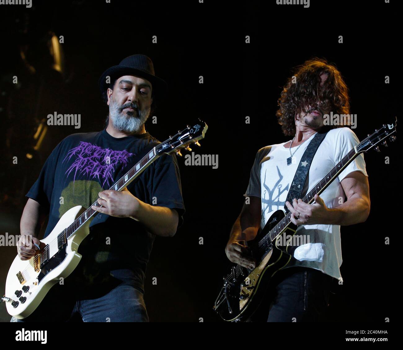 Lead guitarist Kim Thayil performs with Chris Cornell and Soundgarden in West Palm Beach, Florida. Stock Photo