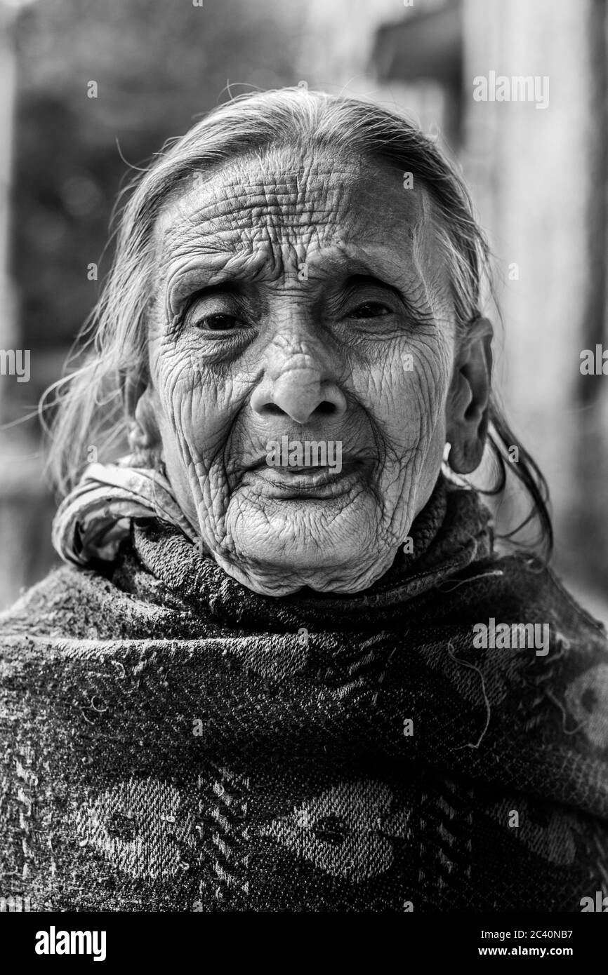 Portrait of a 90 years old lady Stock Photo