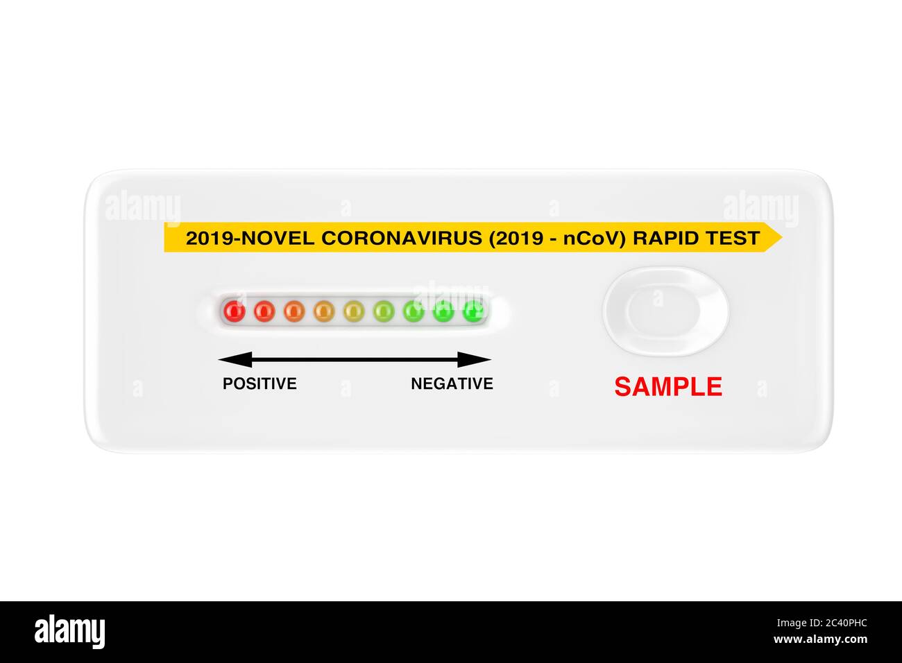 Rapid Test Device for Viral Disease Novel Coronavirus COVID-19 2019 n-CoV on a white background. 3d Rendering Stock Photo