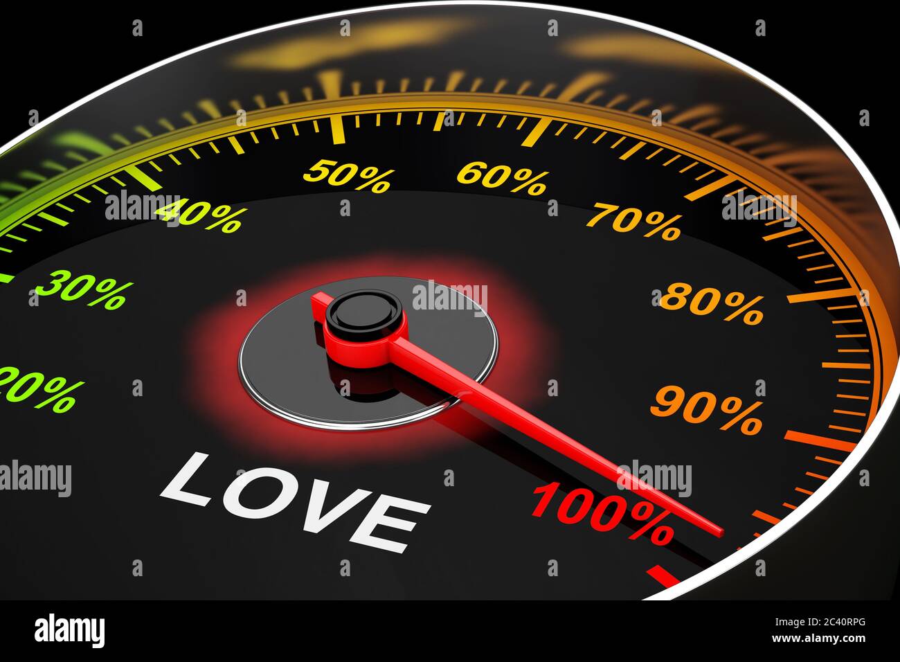 Speedometer as Love Level Meter extreme closeup. 3d Rendering Stock Photo Alamy