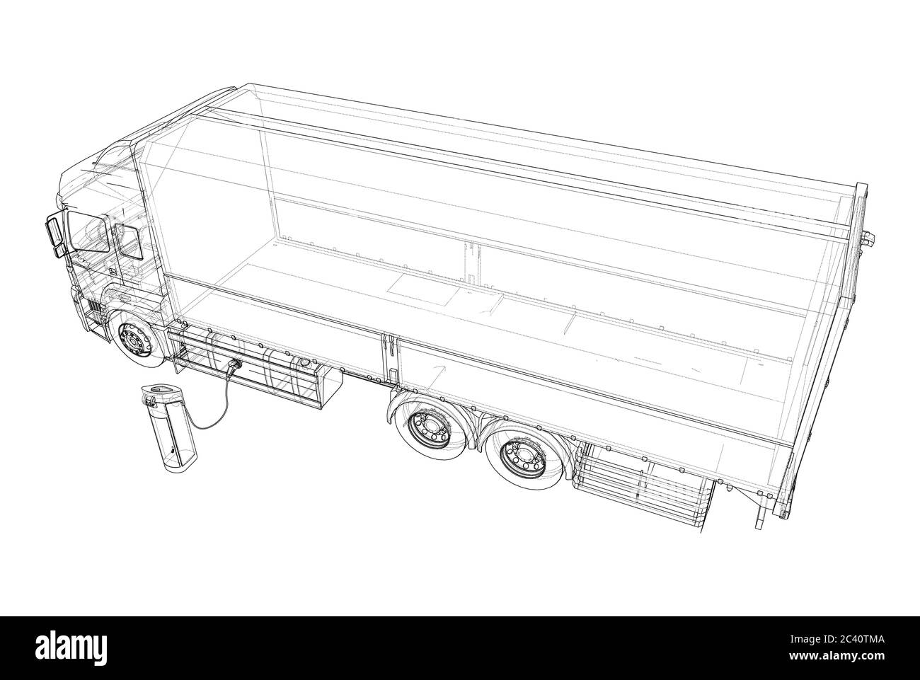 Electric Truck Charging Station Sketch. Vector Stock Vector Image & Art ...