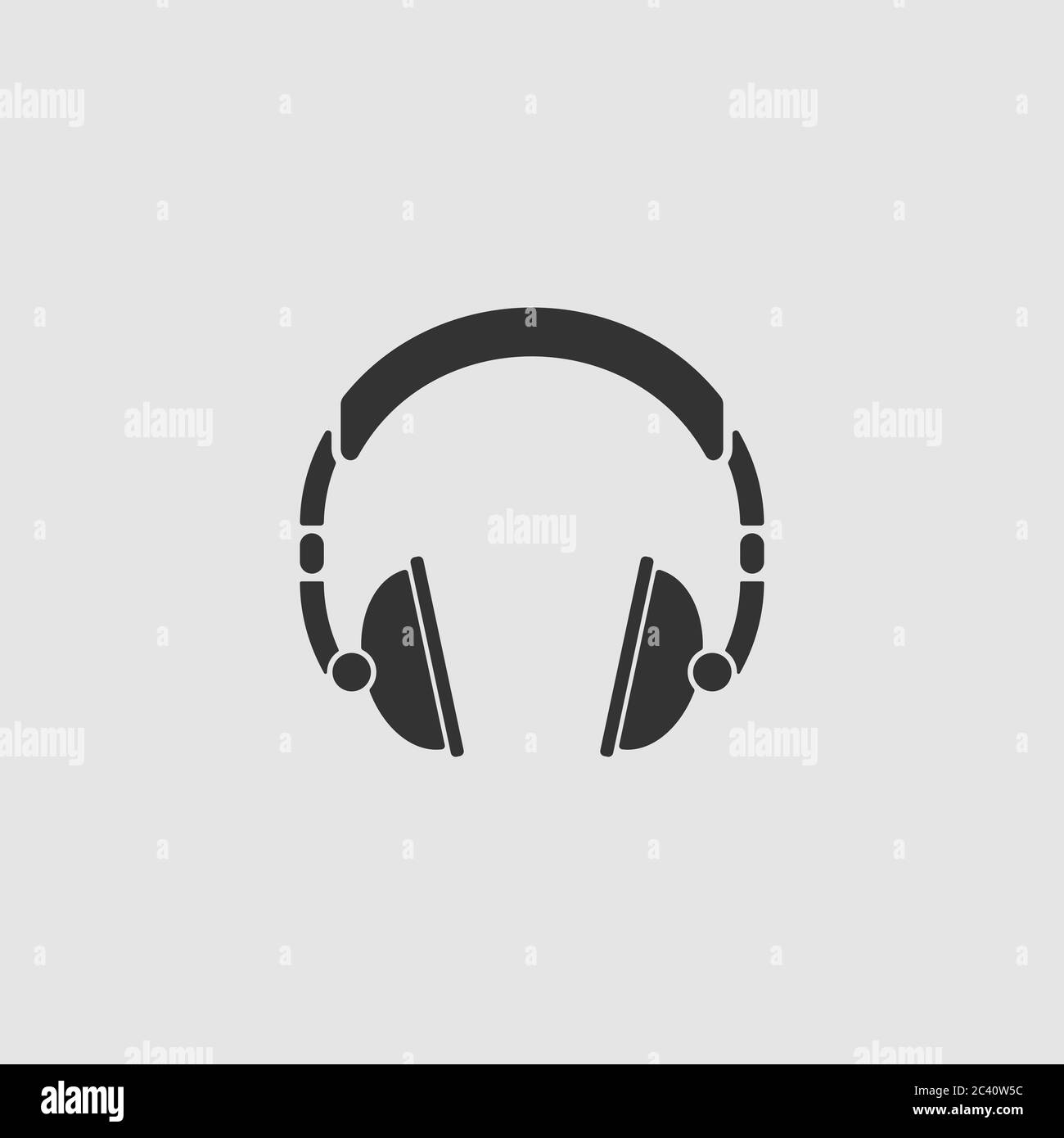 Headphone icon flat. Black pictogram on grey background. Vector illustration symbol Stock Vector