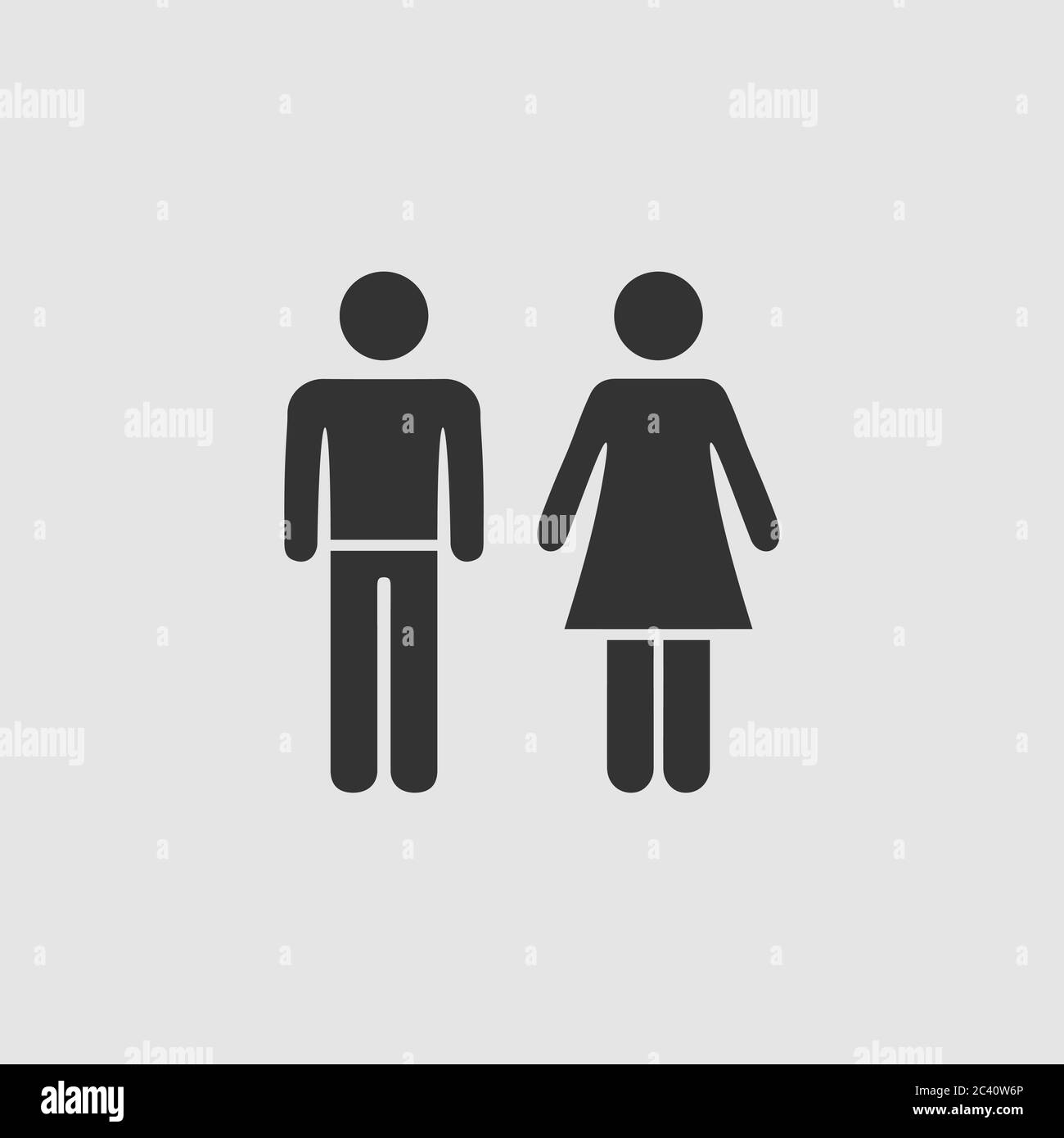 Man and woman icon flat. Black pictogram on grey background. Vector illustration symbol Stock Vector