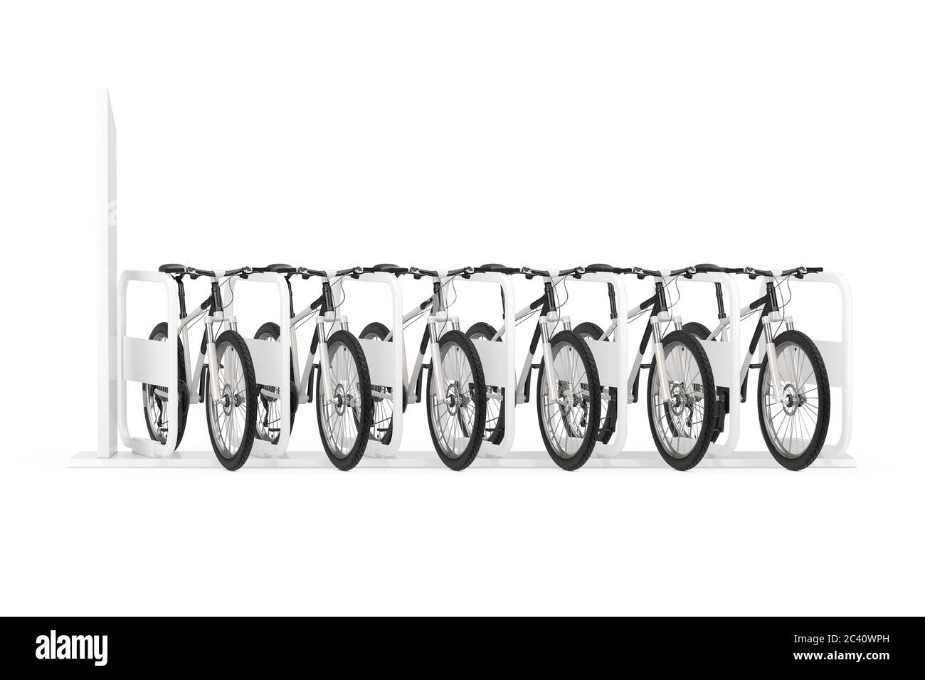 Rental Bikes Concept. Row of Modern Mountain Bicycles at Parking or ...
