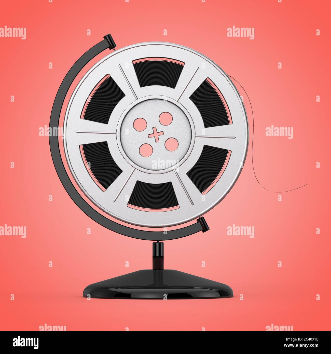 Film Reel with Cinema Tape in the Shape of Earth Globe on a pink  background. 3d Rendering Stock Photo - Alamy