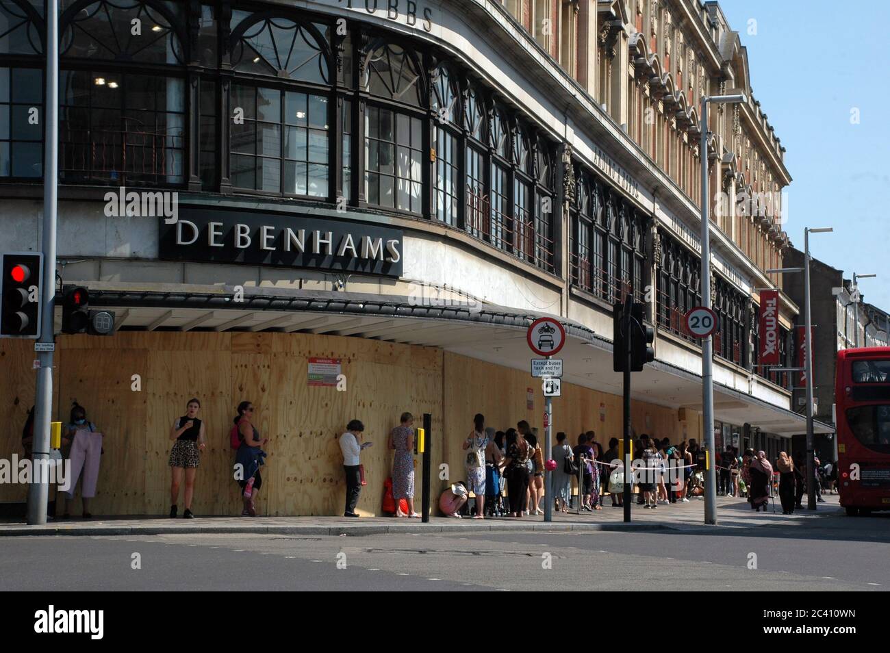 London, UK. 23rd June, 2020. Long queues at TK Maxx on Tuesday