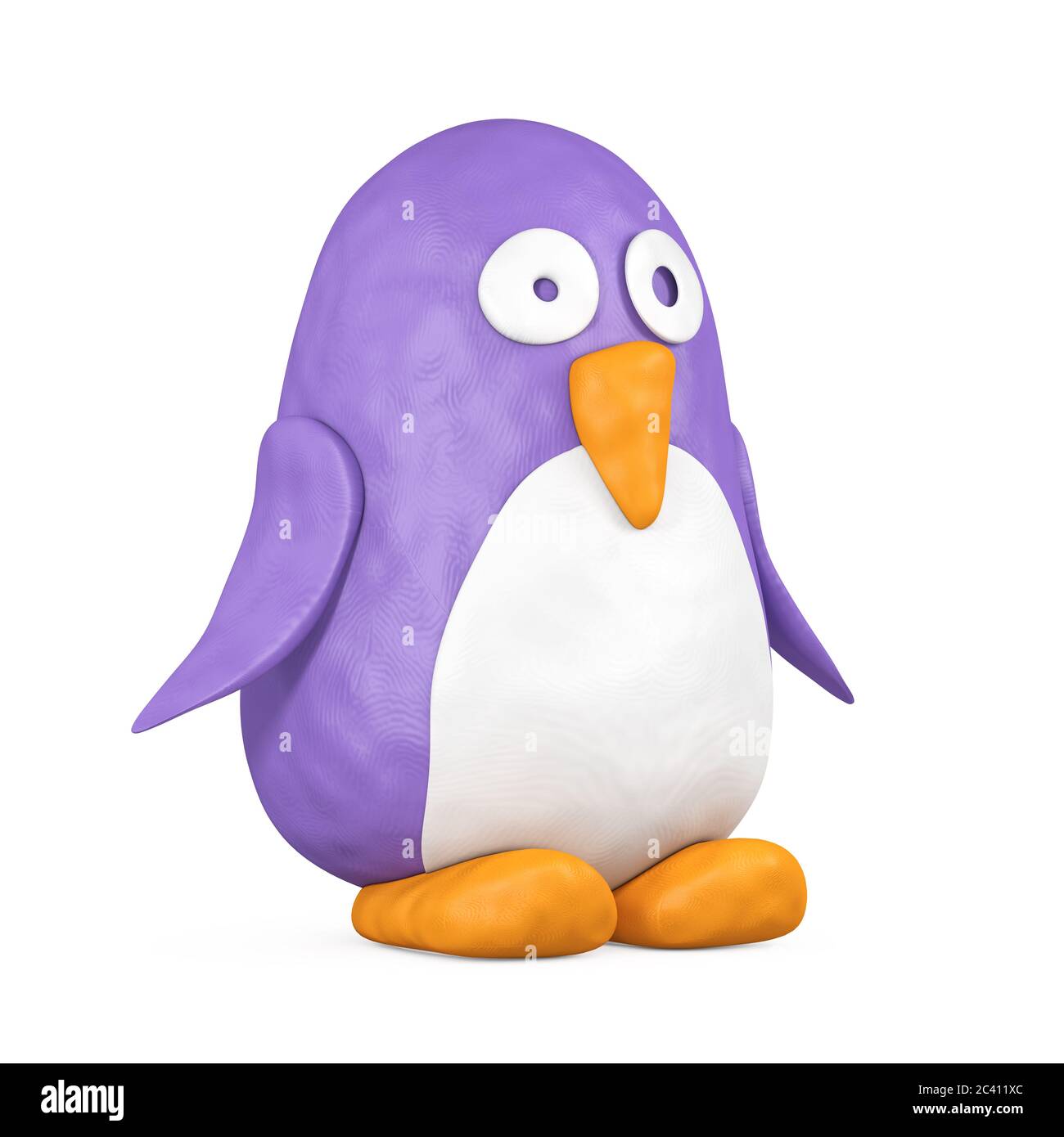 Cute Violet and White Toy Cartoon Plasticine or Clay Penguin on a white  background. 3d Rendering Stock Photo - Alamy