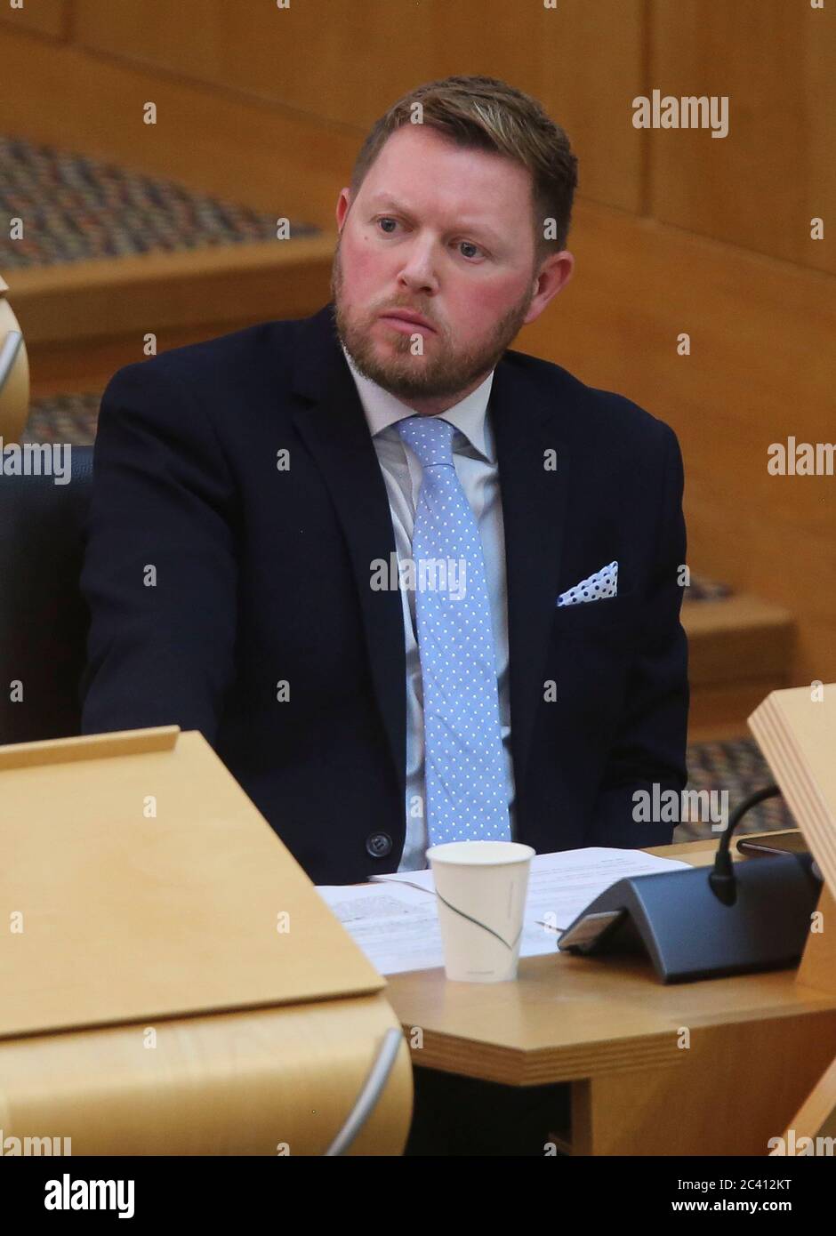 Scottish Conservative Jamie Greene during Topical Questions at the Scottish Parliament, Edinburgh. Stock Photo