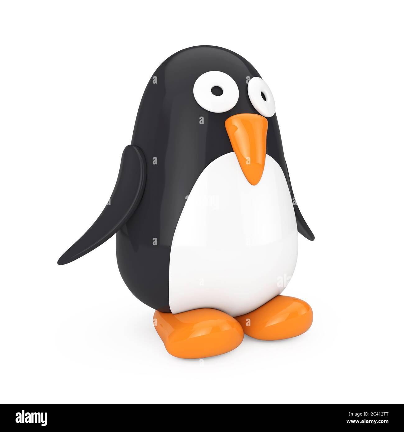 Cute Black and White Toy Cartoon Penguin on a white background. 3d  Rendering Stock Photo - Alamy