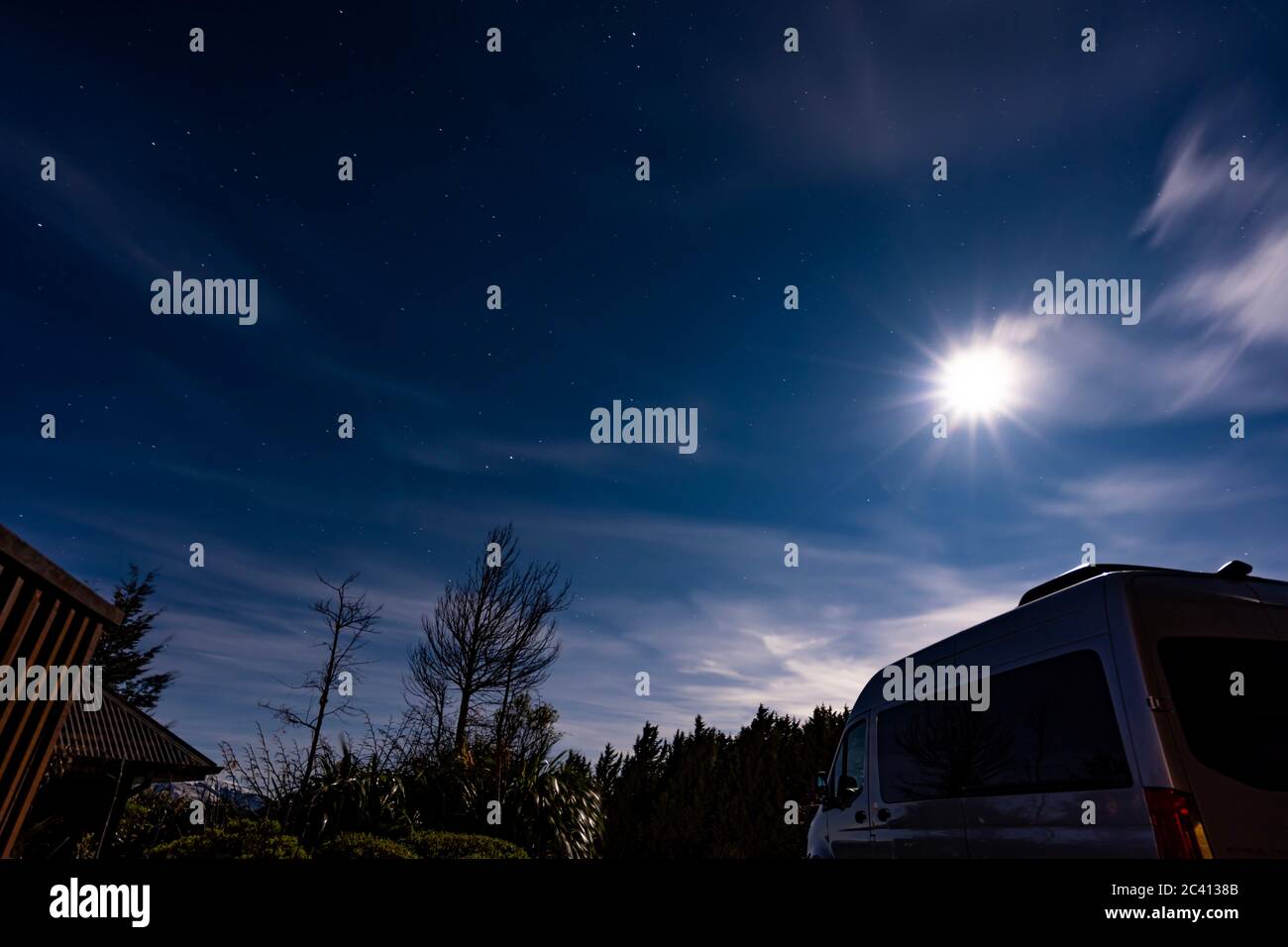 Starry night with Milky Way at Aoraki National Park, South Island, New Zealand Stock Photo