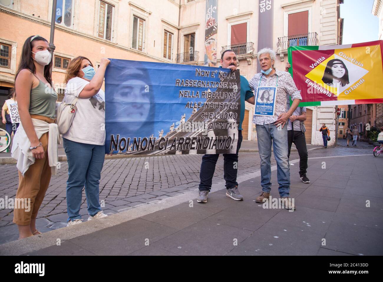 Roma, Italy. 22nd June, 2020. Sitin in Piazza Sant'Apollinare in Rome to remember Emanuela