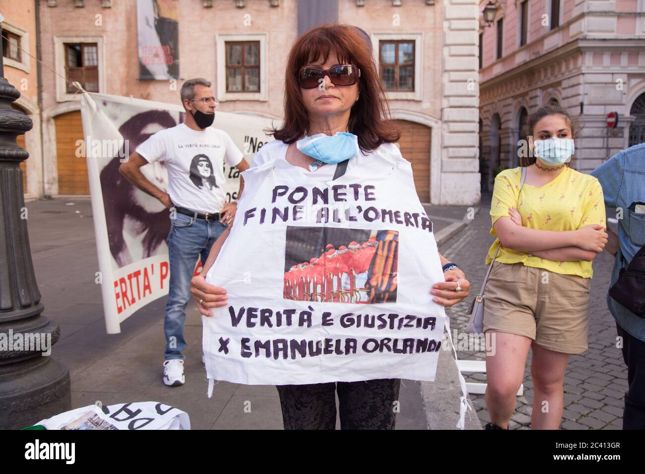 Roma, Italy. 22nd June, 2020. Sitin in Piazza Sant'Apollinare in Rome to remember Emanuela