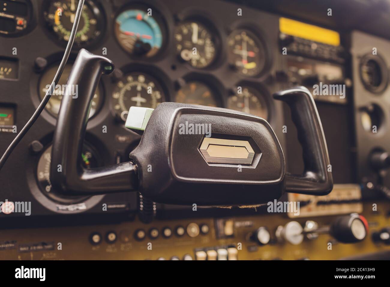 Cockpit helicopter - Instruments panel. Interior of helicopter control ...