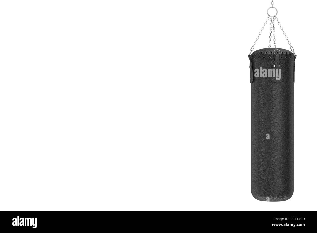 Black Leather Punching Bag for Boxing Training on a white background
