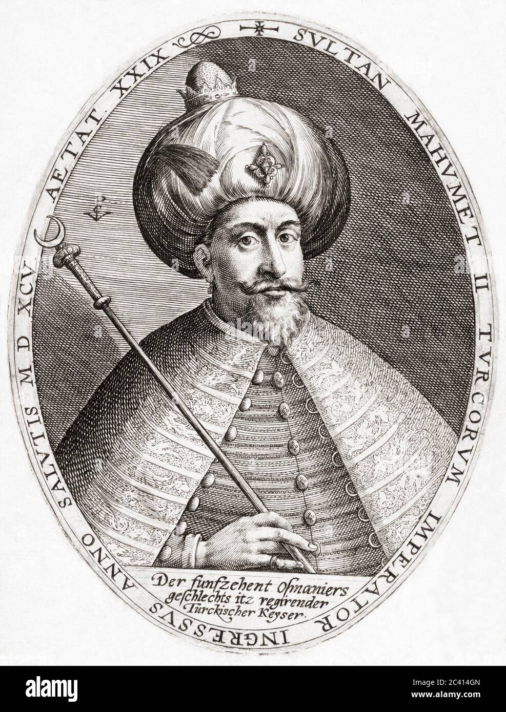 Mehmed III, 1566 - 1603.  Sultan of the Ottoman Empire.  After a work by Crispijn van de Passe the Elder. Stock Photo