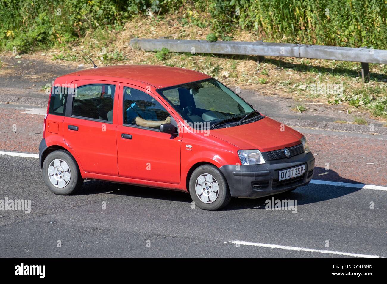 2007 red Fiat Panda 1.1 Eco Active ECO Hatchback 5dr Petrol Manual; UK  Vehicular traffic, road transport, modern vehicles, saloon cars, vehicle  driving, roads & motors, motoring on the M6 motorway highway