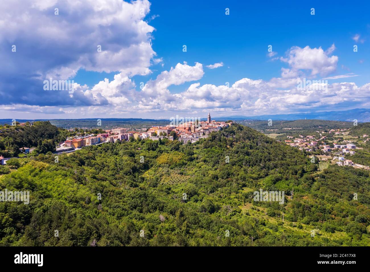 an aerial view of old town Labin, Istria, Croatia Stock Photo