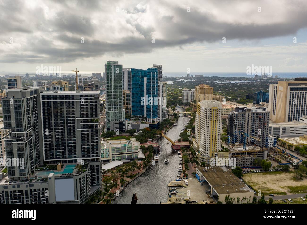 Aerial drone photo Downtown Fort Lauderdale Florida and river Stock Photo -  Alamy, image size:1300x956