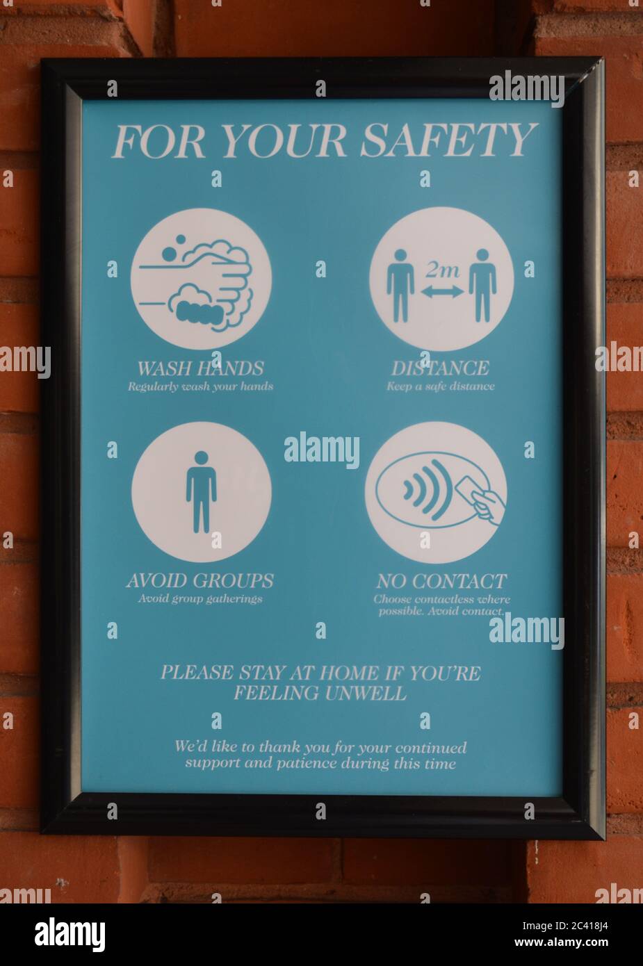 London, UK. 23 June 2020. COVID-19 guidelines/signs at Ealing Broadway Shopping Centre, informing people to follow to the government guidance. Stock Photo