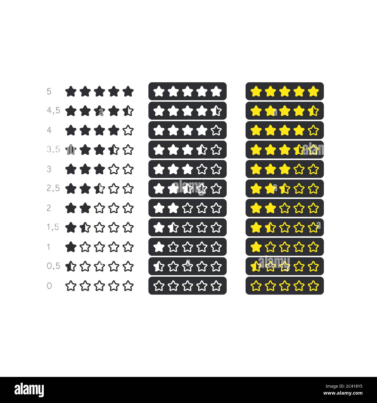 Product Rating Stars Icon Set Customer Review With Gold Stars And Half Star For Apps And Websites Vector On Isolated White Background Eps 10 Stock Vector Image Art Alamy Product Rating Stars Icon Set Customer Review With Gold Stars And Half Star For Apps And Websites Vector On Isolated White Background Eps 10 Stock Vector Image Art Alamy