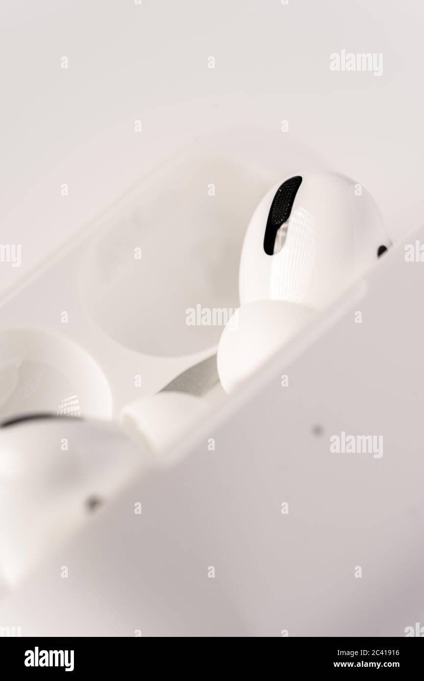 The new airpods pro features active noise cancelling and customizable