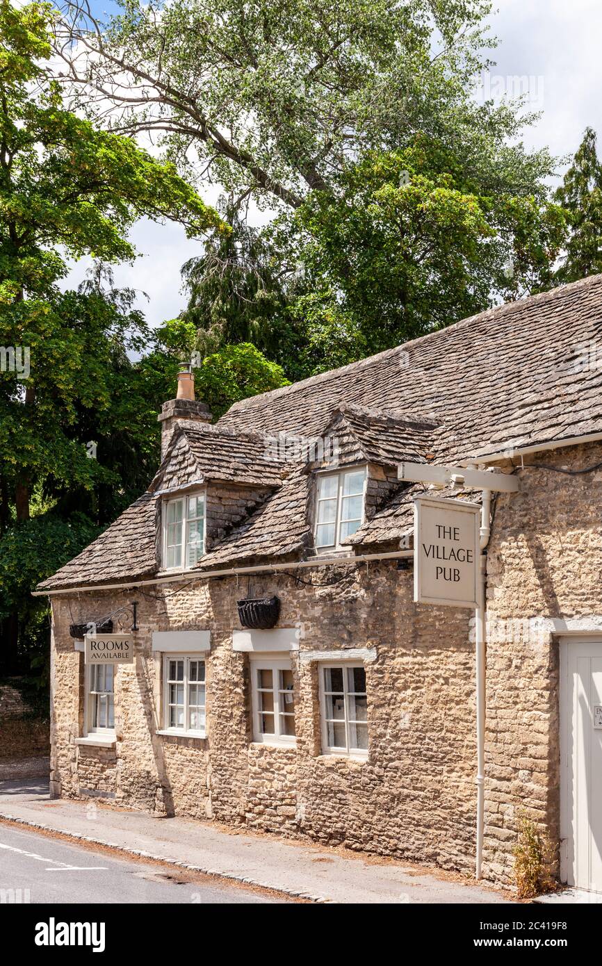 The imaginatively named Village Pub in the Cotswold village of Barnsley, Gloucestershire UK Stock Photo