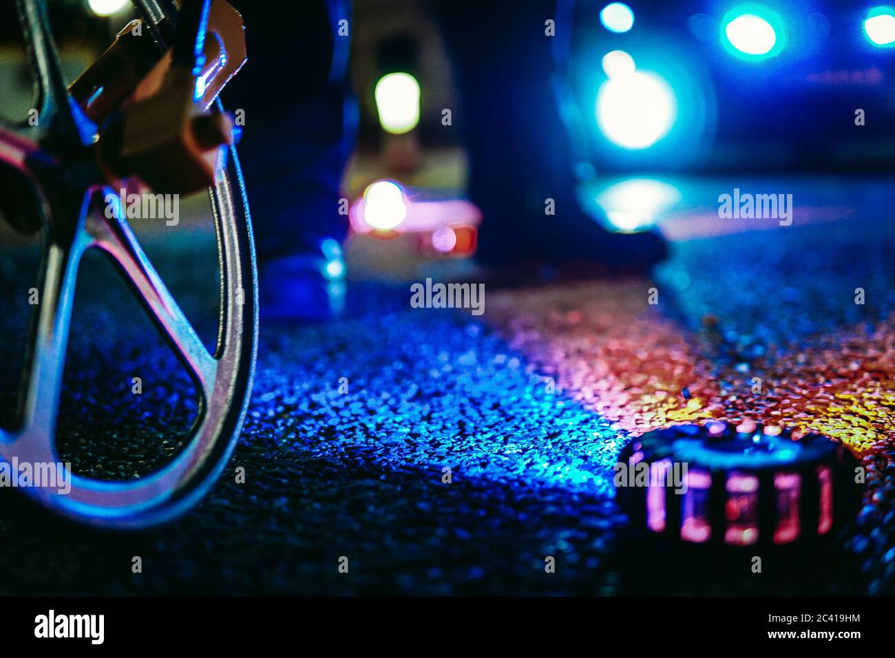 Police conducting the instruction of a crowded for a traffic accident ...
