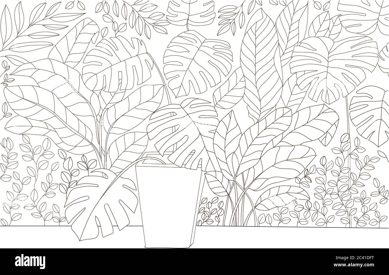 Coloring book for adults Colouring leaf picture for relaxation, increasing the skill to relieve anxiety. Stock Photo