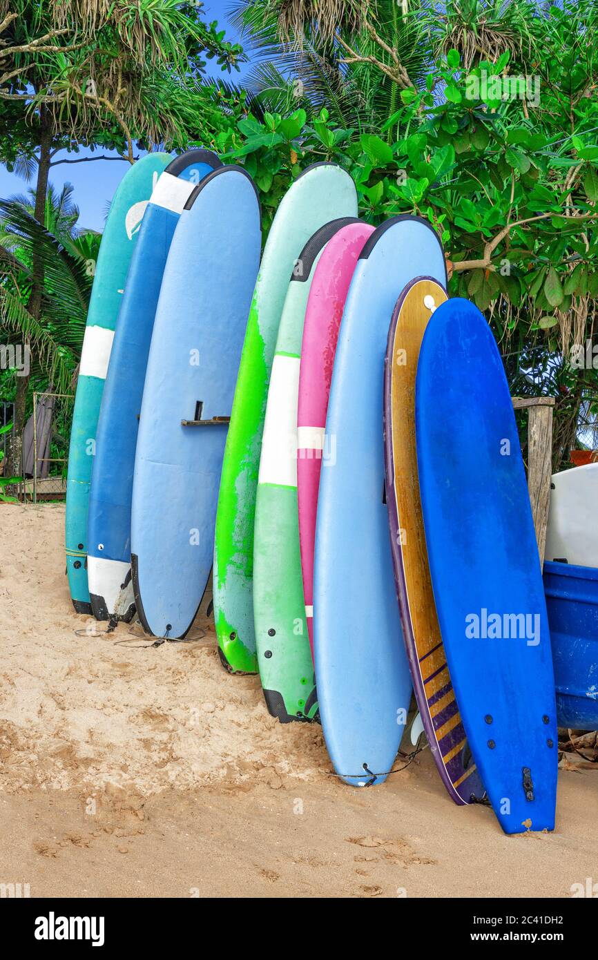 Row of blue surfboards hi-res stock photography and images - Alamy