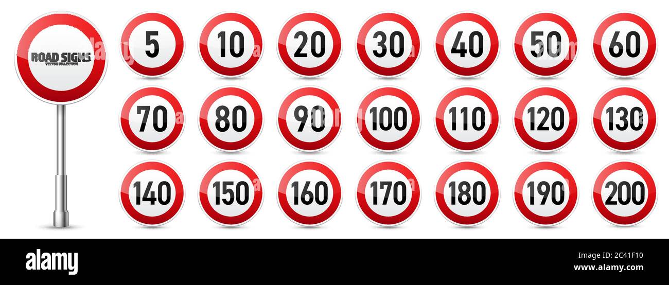 Road signs collection. Traffic control sign. Speed limit. Vector ...