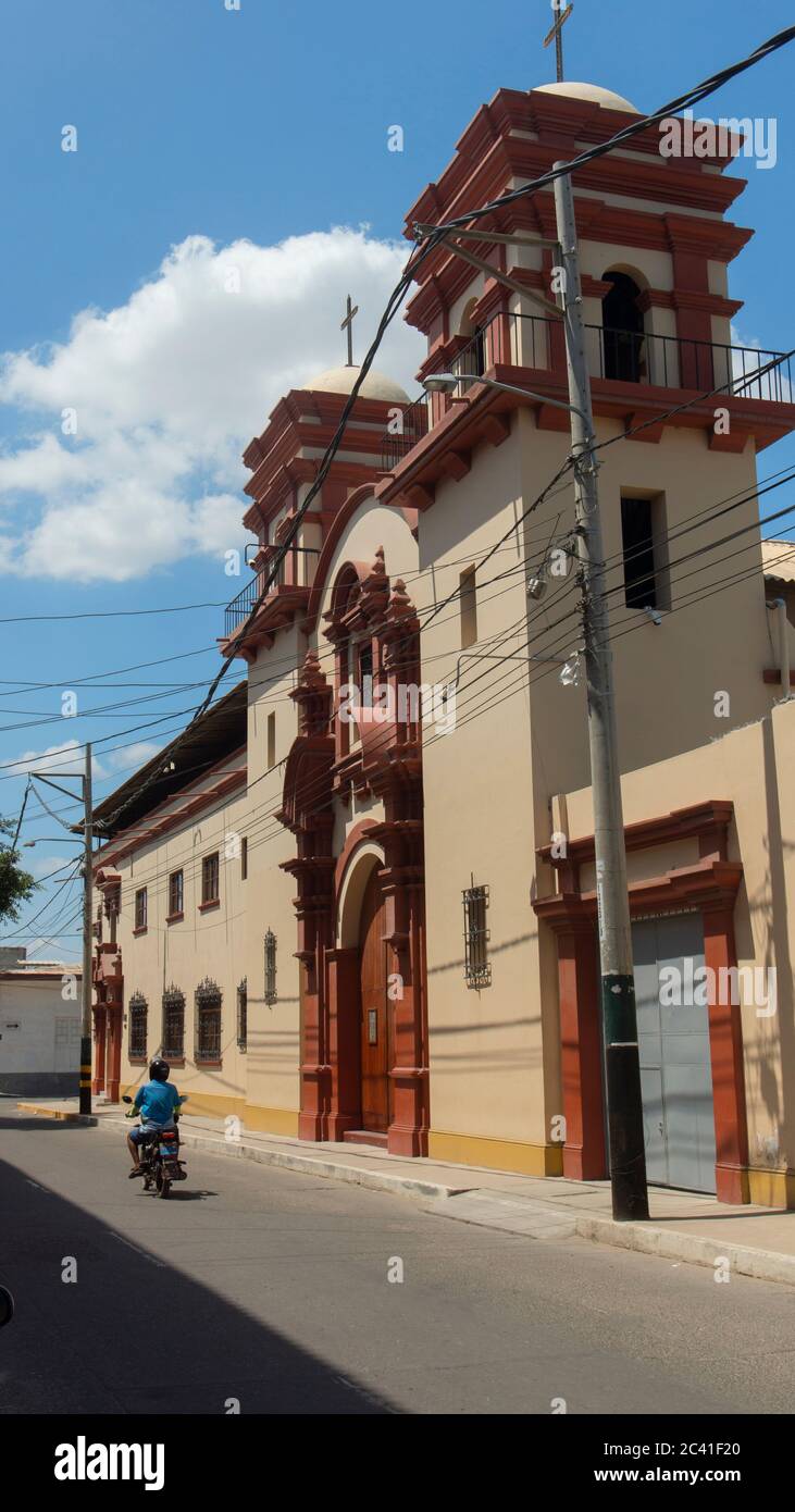 San Miguel de Piura, Piura / Peru - April 5 2019: View of Archbishopric of Piura in the center of the city Stock Photo